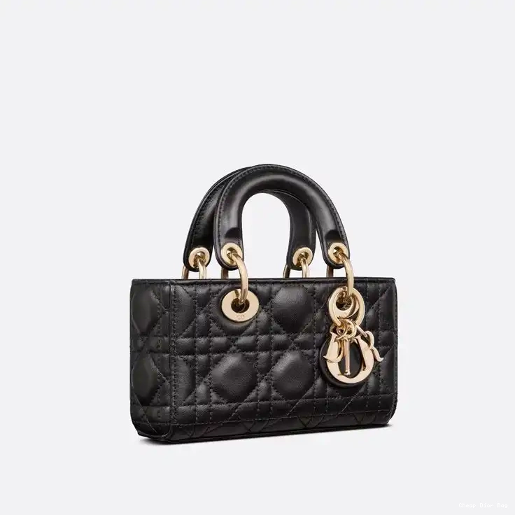Cheap Dior Bag D-Joy Bag Cannage Micro Black Lady Lambskin 0502